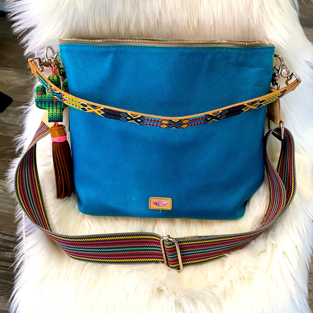 Turquoise leather Consuela hobo bag